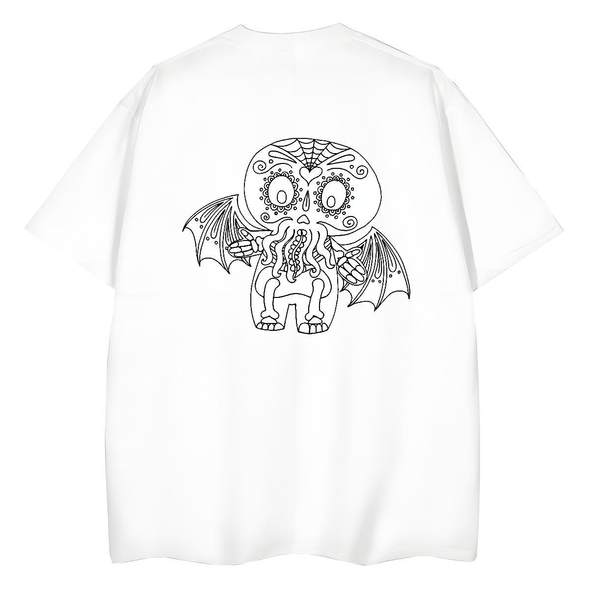 2024 T-Shirts 230g 100% Cotton Breathable Crew Neck Beach skull Women Tees Female Custom Printing Polos