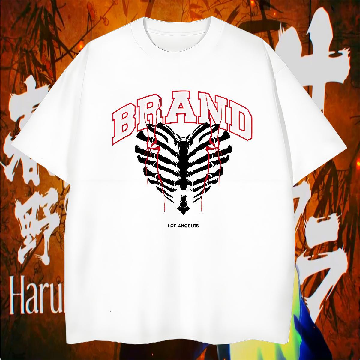 Loose T-Shirts for Men 230g Pure Cotton letter Casual Beach White Plus Size Crew Neck Tshirts 2024 Summer Clothings