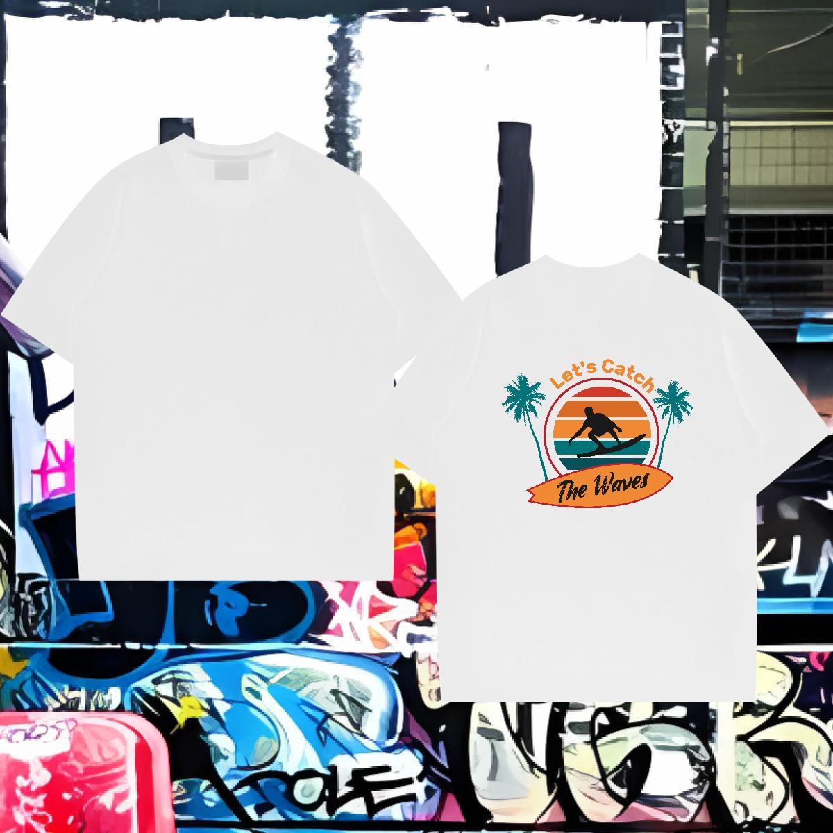 Brand T-Shirts for Men 230g Cotton beach Casual Beach Anime Print Short Sleeve Soft Mens Tshirts Fashion Casual Tee Shirt