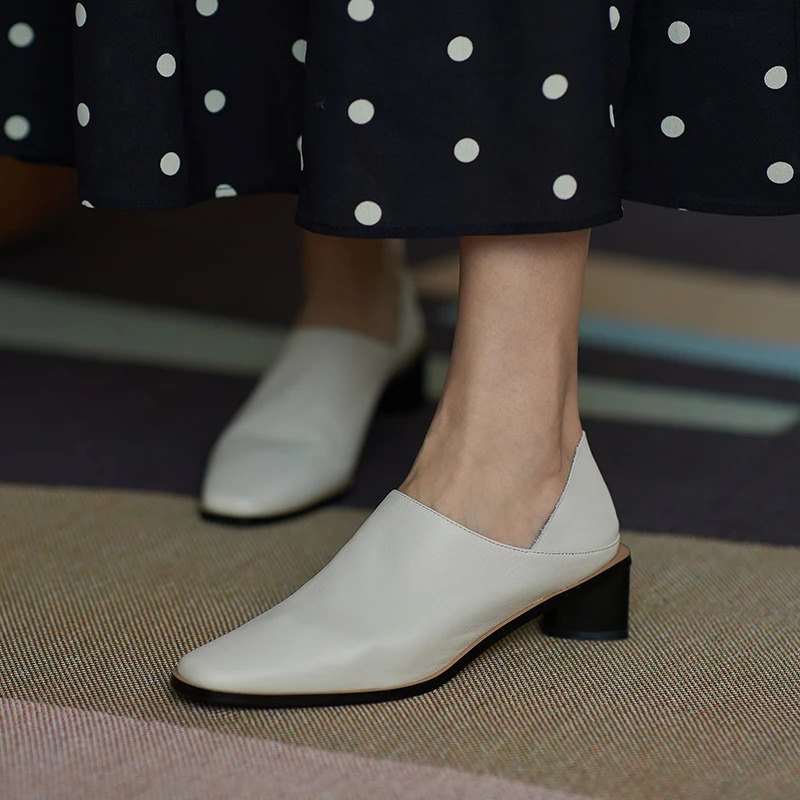 Spring Summer Arrive Dress Office Shoes Women Pumps Genuine Leather Shoes Square Toe High Heels Single Shoes Heels Women 240927