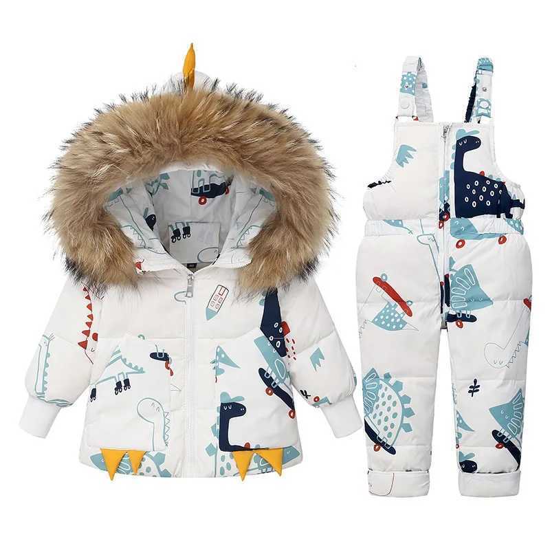 Down Coat Children Winter Warm Down Jacket Parka Boy Baby Overalls toddler Girl Clothes s dinosaur Clothing Set Hooded Coat Snowsuit H241010