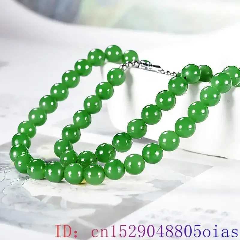 Green Real Jade Beads Necklace Chalcedony Stone Natural Jewelry Gift Beaded Designer Vintage Amulet GemstoneX241010