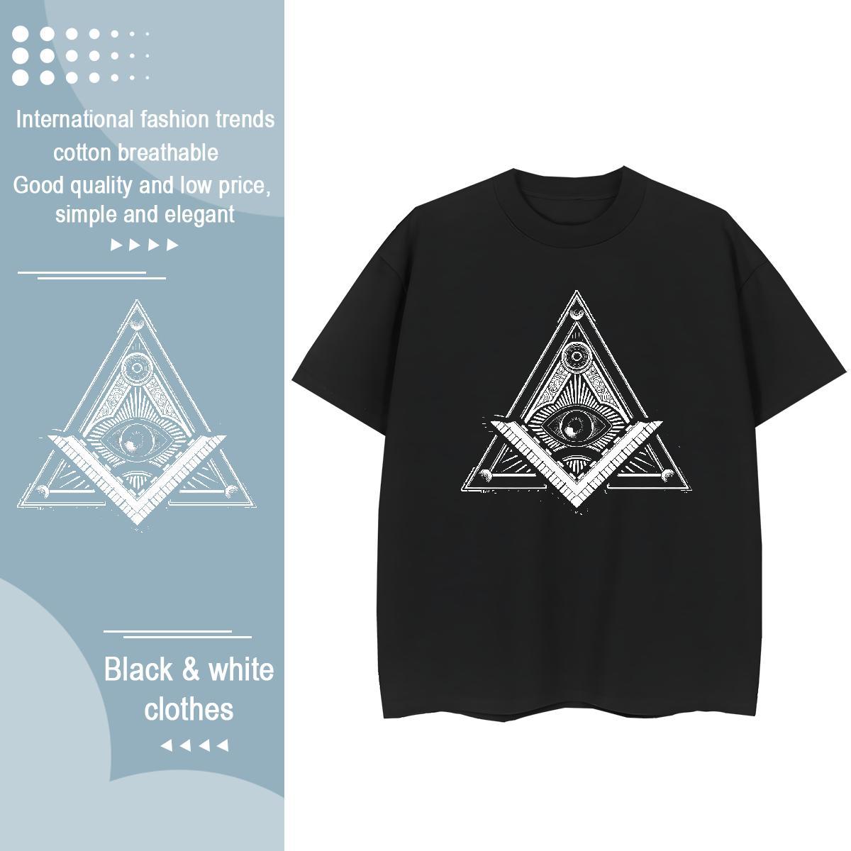 New T shirt 230g Pure Cotton Breathable Street Wear eye of the devil Couples T Shirts Soft Anime Tops