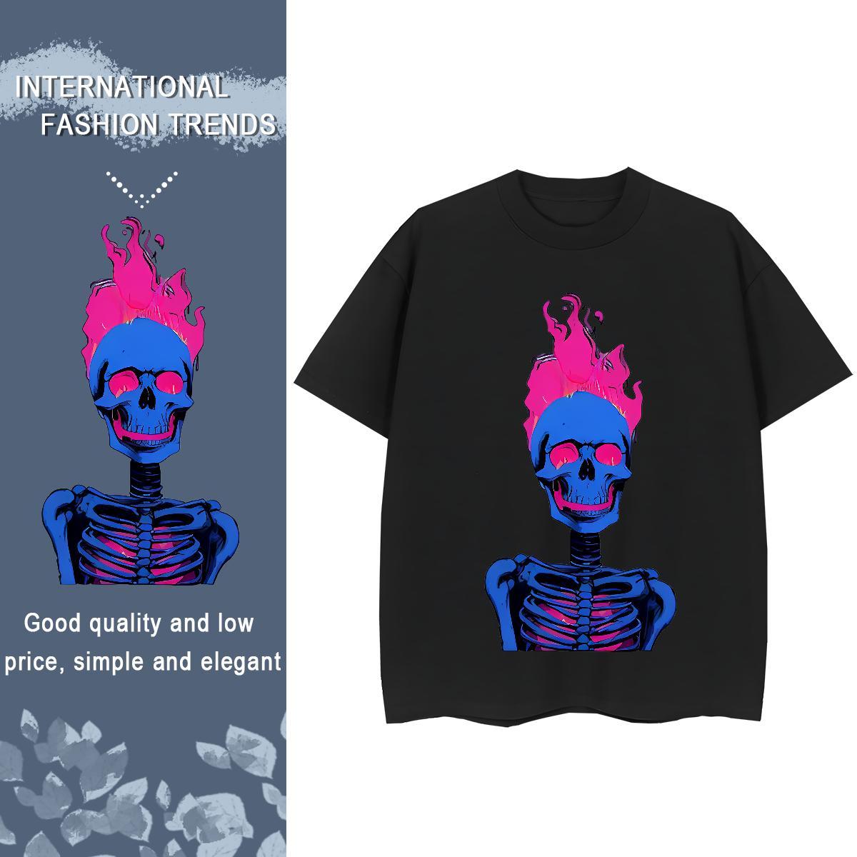 TOP Quality Womens T Shirts 230g Pure Cotton O Neck Short Sleeves Street skull Woman Tshirt Designer Nice Custom Print Oversized Clothes Shirt