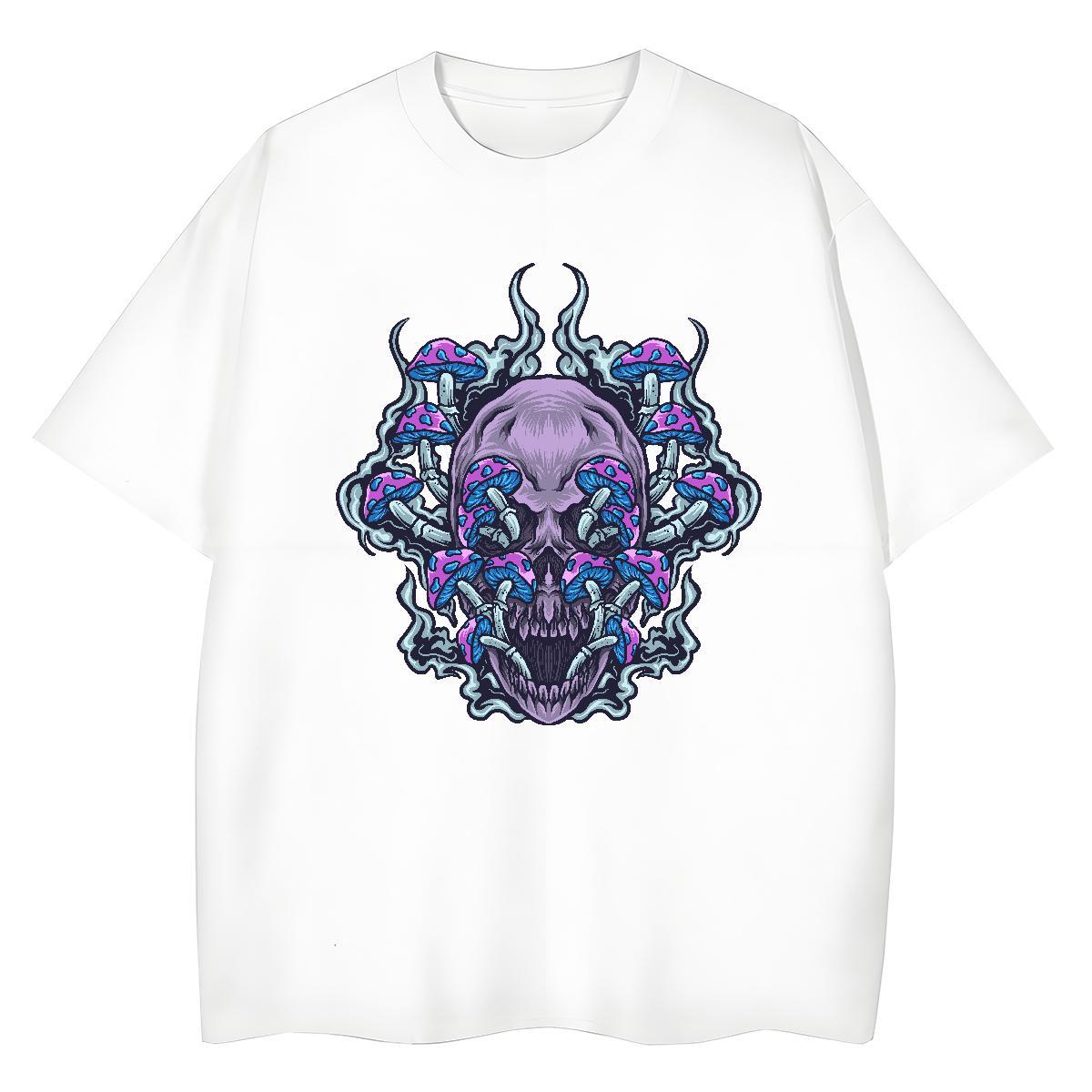 Casual New Woman T Shirts 230g Pure Cotton Breathable Short Sleeve Summer Casual skull Tshirt for Man Woman Wholesale White Plus Size Clothings