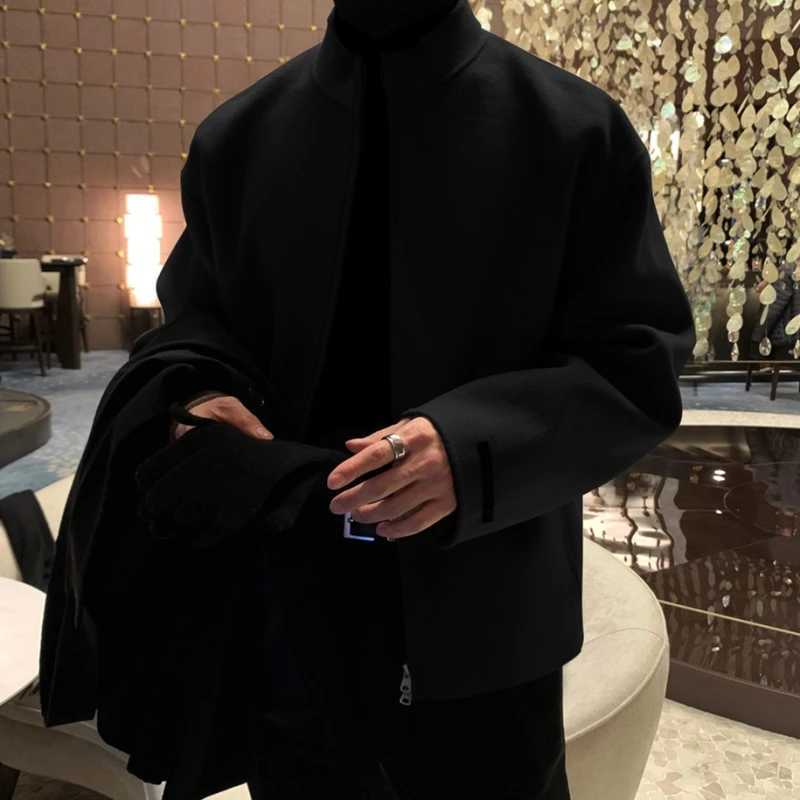 Men Blends Temperament Handsome Daily Leisure All-match Comfortable Korean Style Pure Color Stylish Workout Overcoats Ins 2023 LX241010