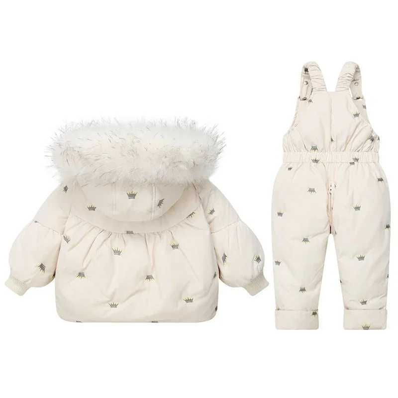 Down Coat Childrens Down Jacket Set -30 C Winter Girls Duck Down Jacket+Overalls Warm Set Childrens Boys Coat H241010