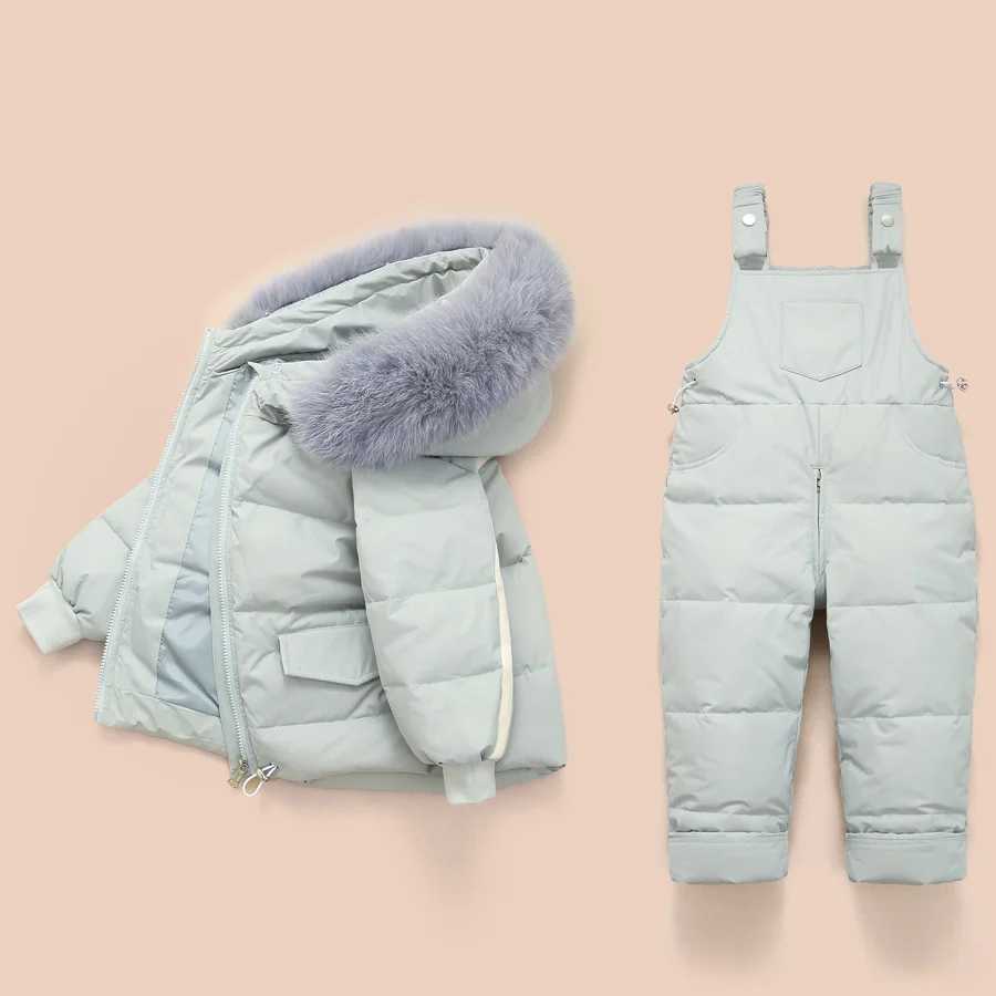 Down Coat Children Winter Down Jacket + jumpsuit 2pcs s Toddler Girl Boy Clothes coat pants Suit Warm parka Baby Overalls Clothing Sets H241010