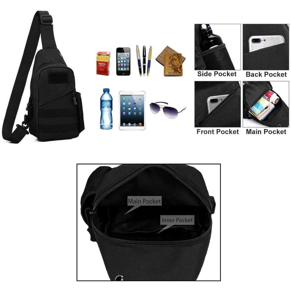 Tactical Sg Crossbody Bag, 800D Military Nylon Oxford Utility EDC Chest Pack Shoulder Daypack Organizer