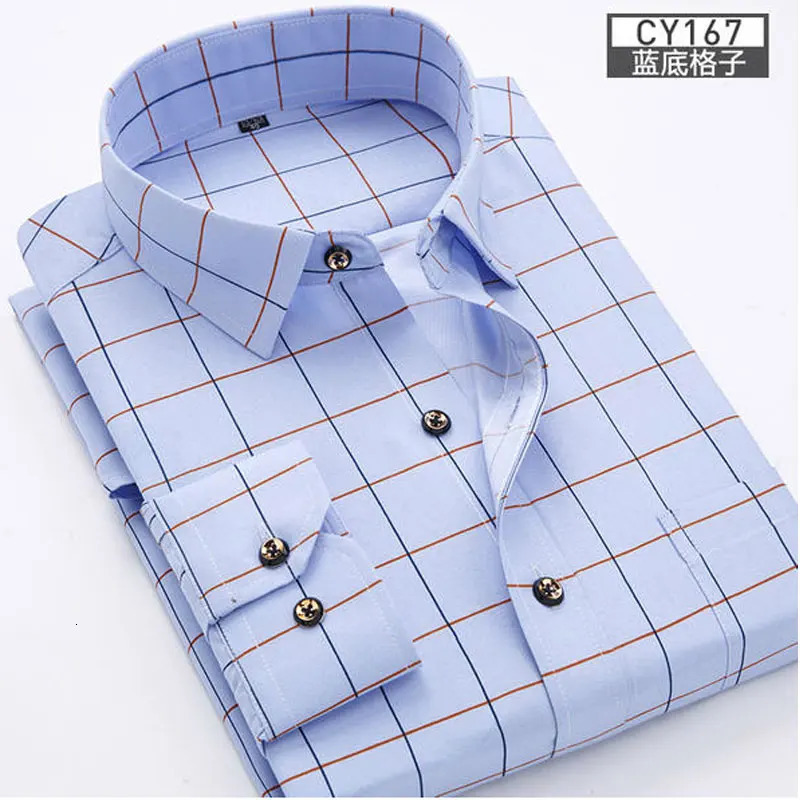 mens shirt long sleeve spring and summer thin business casual wear fashion breathable slim print high quality plaid 241010