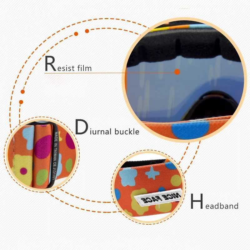 New winter anti fog girls ski masks baby boys ski glasses dual lens sports childrens snowboard goggles magnetic childrens snow sunglasses CL241017