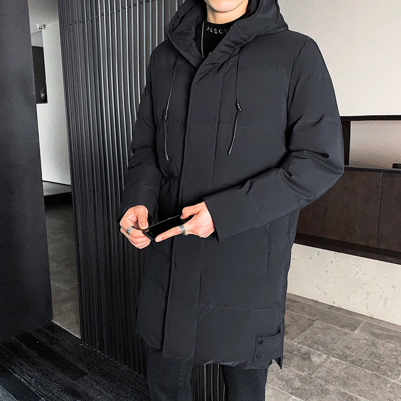 Parka Mens Hooded High Quality Hooded Jacket Black Fashion Winter Jacket Mens Clothing Thick Warm Long Coat 241007