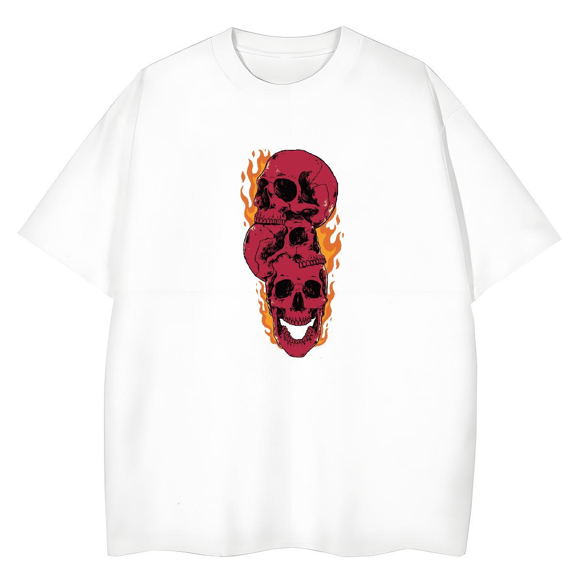 Classic Womens T Shirts 230g 100% Cotton O Neck Short Sleeves Home Outdoor skull Tshirt for Man Woman Lady Custom Print Oversized Tees