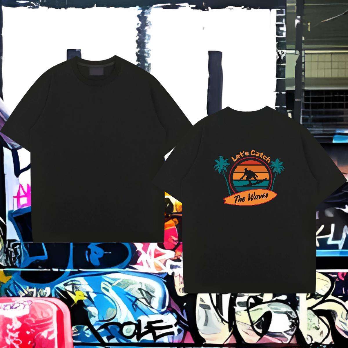 Brand T-Shirts for Men 230g Cotton beach Casual Beach Anime Print Short Sleeve Soft Mens Tshirts Fashion Casual Tee Shirt