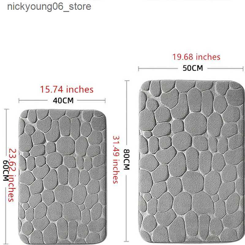 Non-Slip Bath Mats Emed Pebble Bath Rug Memory Foam Absorbent Floor MatIndoor Floor Mat Non-Slip Door Rug Bathroom Accessories L240910