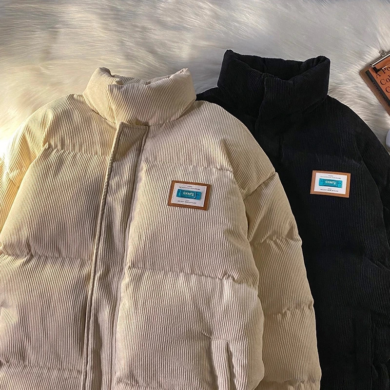 Harajuku Mens Warm Parkas Winter Jacket Corduroy Cotton Oversized Mens Winter Jacket Windproof Pad Jacket Womens Parkas 241007