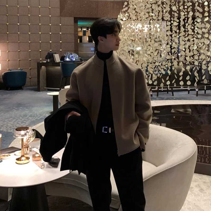 Men Blends Temperament Handsome Daily Leisure All-match Comfortable Korean Style Pure Color Stylish Workout Overcoats Ins 2023 LX241010