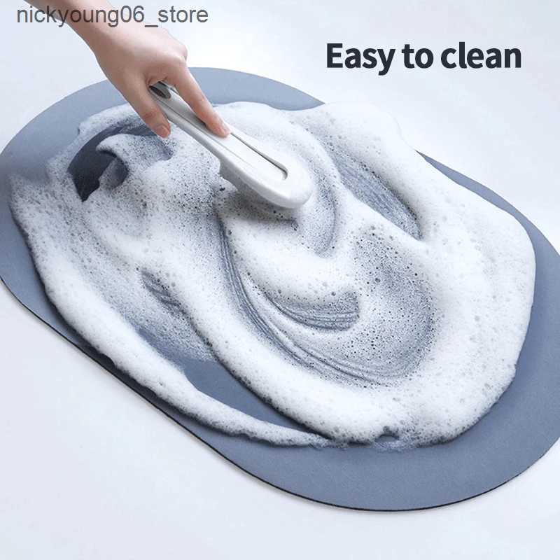 Non-Slip Bath Mats Super Absorbent Bath Mat Rubber Bathroom Rug Non-slip Entrance Doormat Nappa Skin Floor Mats Toilet Carpet Kitchen Area Rugs L24091