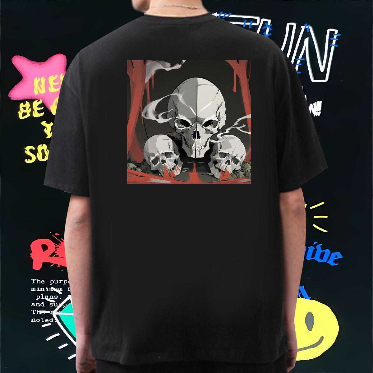 Soft Mens T Shirts 230g Cotton skull Summer Casual Customized Print Breathable Men Tops Tees Free Shipping Tops Shirt