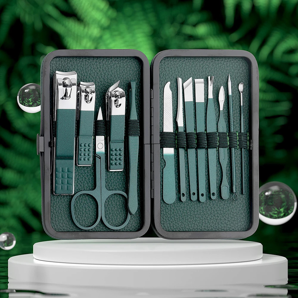24 piece green stainless steel nail clipper and pedal clipper set - portable manual and pedal tool nail clipper set 240927