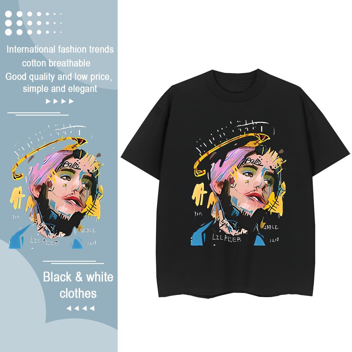 Fashion Woman T Shirts 230g 100% Cotton Short Sleeve O-Neck Casual Beach portrait Women Tshirts Wholesale Cartoon Floral Printing Tops Shirt