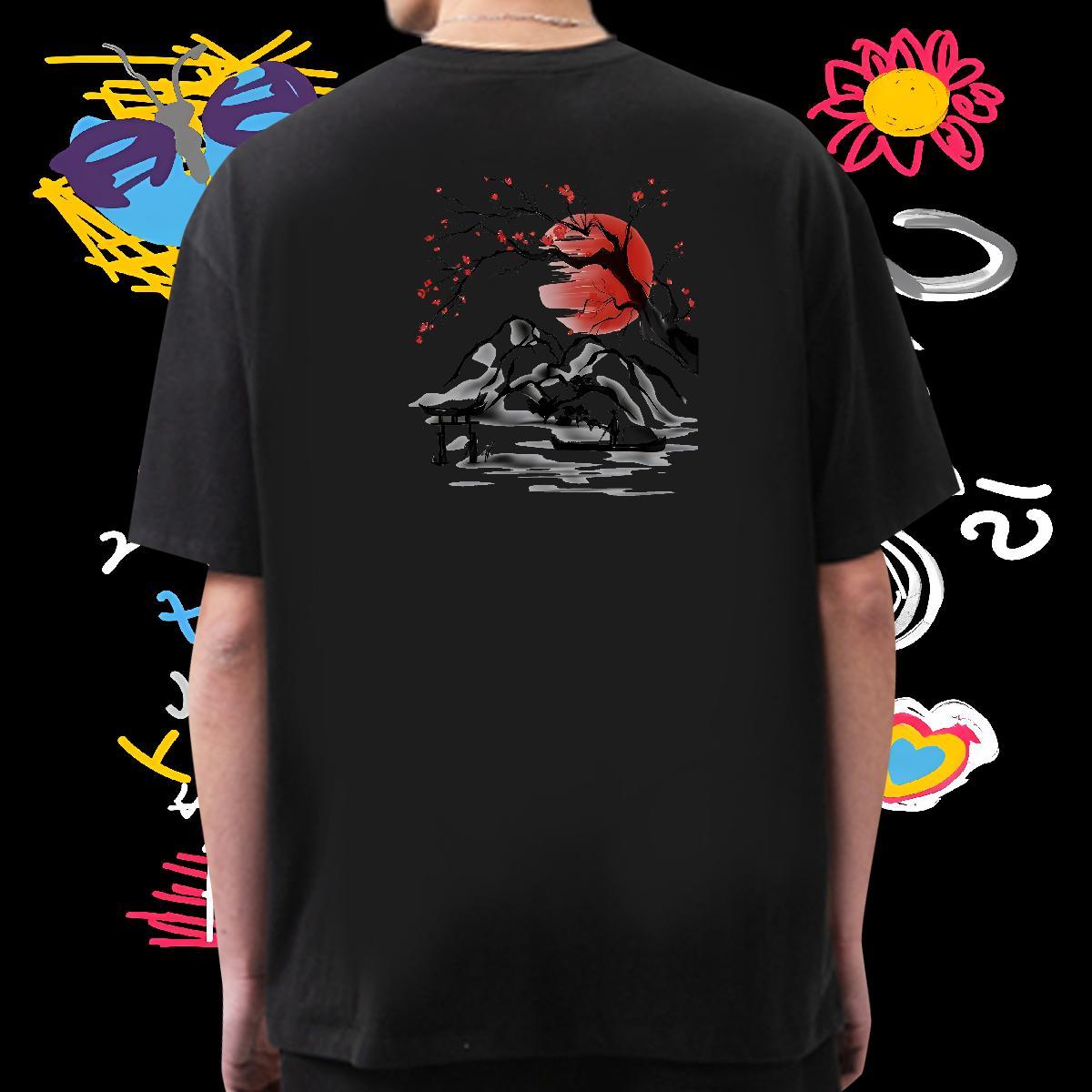 TOP Quality Men T Shirts 230g Cotton mountains Summer Casual Oversized 3XL 4XL Breathable Short Sleeve Couples T Shirts Stylist Tops