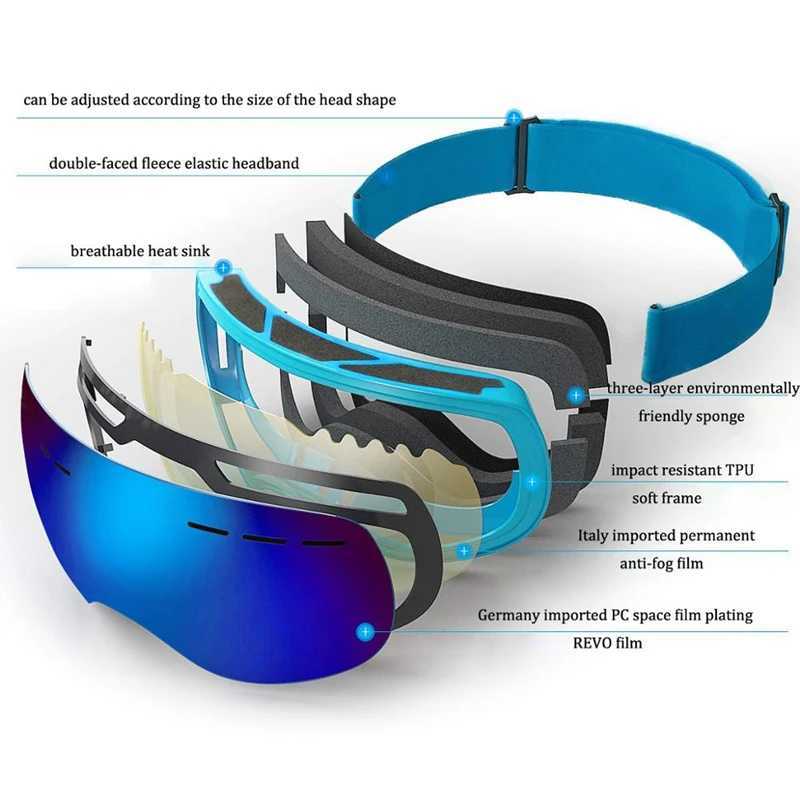 Mountain skiing goggles anti fog goggles mens ski goggles outdoor sports skiing goggles large face mask snow protection tools CL241010