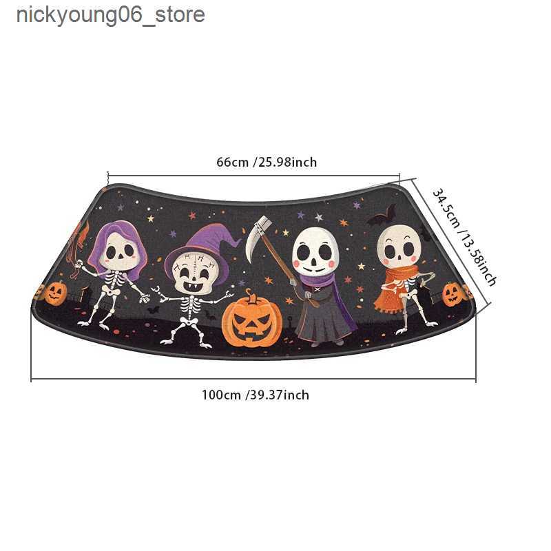Non-Slip Bath Mats Halloween Bathroom Mat Non-slip Bath Mat Cute Skeleton Floor Mats Quick Drying Curved Shower Mat Festive Decorative Floor Mats L240