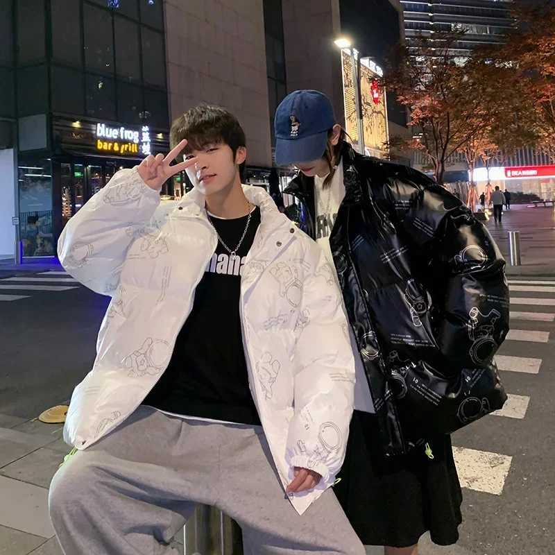 Men's Down Parkas Fluorescent Print Puffer Parkas Mens Winter Fashion Trend Skiing Waterproof Warm Jacket Tn Hip Hop Bubble Jacket Y2410099FJ1