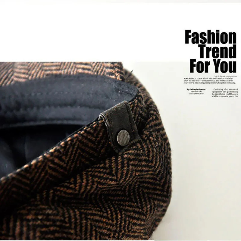 CHRLCK unisex autumn winter s boys hat mens and womens warm coarse tweed octagonal detective retro flat Chapeau 241009