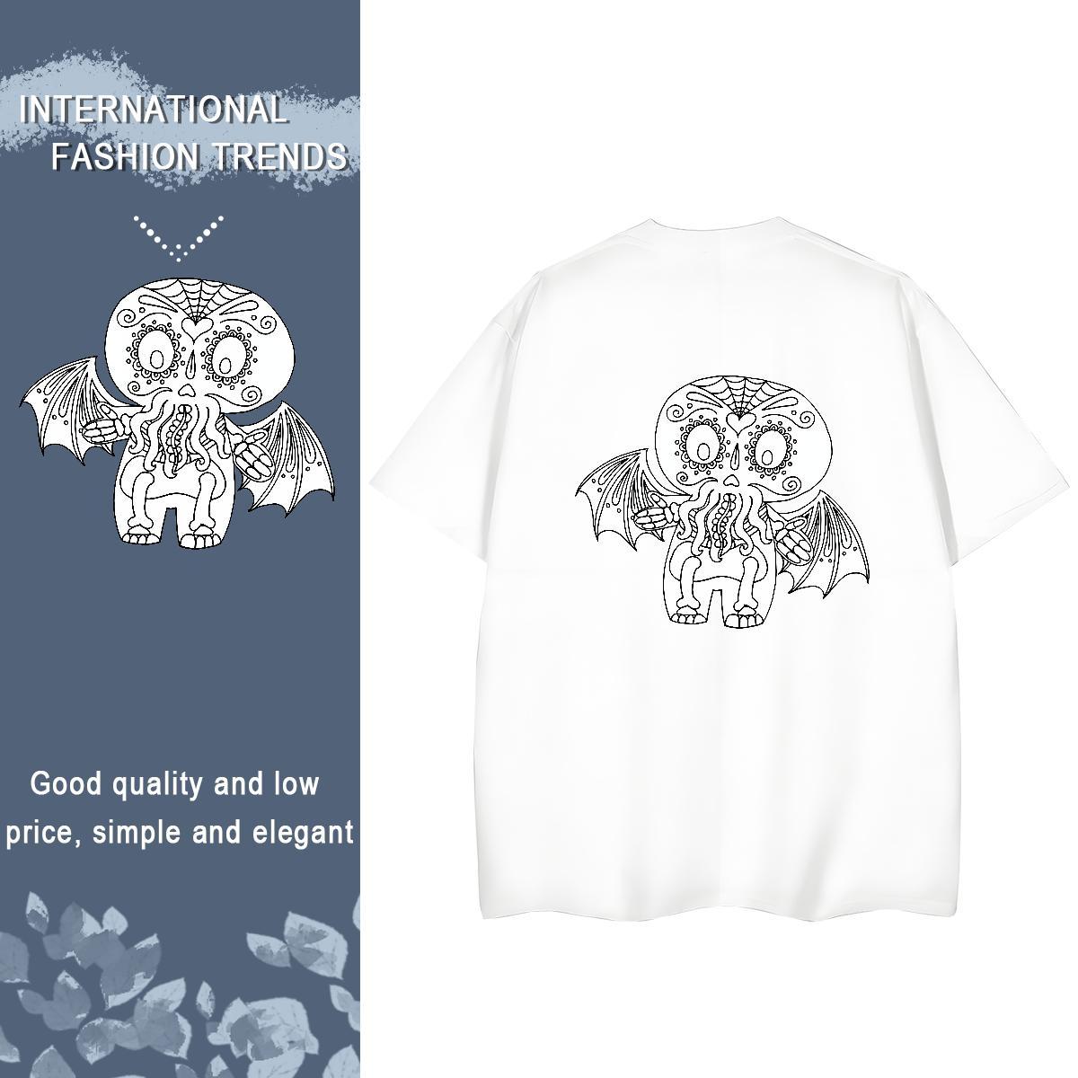 2024 T-Shirts 230g 100% Cotton Breathable Crew Neck Beach skull Women Tees Female Custom Printing Polos
