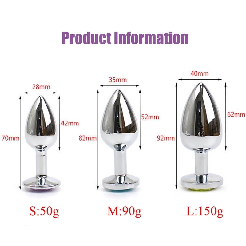 1pc 3 Size Anal Plug Round Stainless Steel Crystal Buttplug Removable Butt Plug Stimulator Anal Sex Toys Prostate Massager Dildo 240914