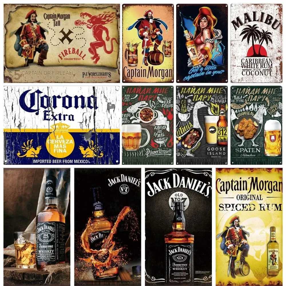 INEED Vintage Metal Signs Tin Sign Captain Morgan Poster Decor for Bar Pub Club Man Cave Wall Decoration Room Home DecorXJ241010