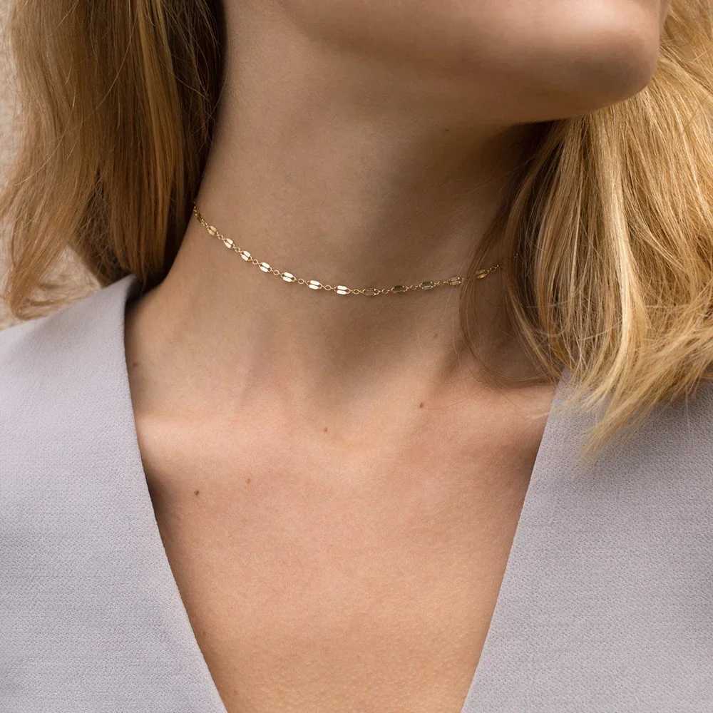 Stainless steel jewelry womens necklace golden fashionable lip chain choker collier acier inoxydables femme 99cents items giftX241009