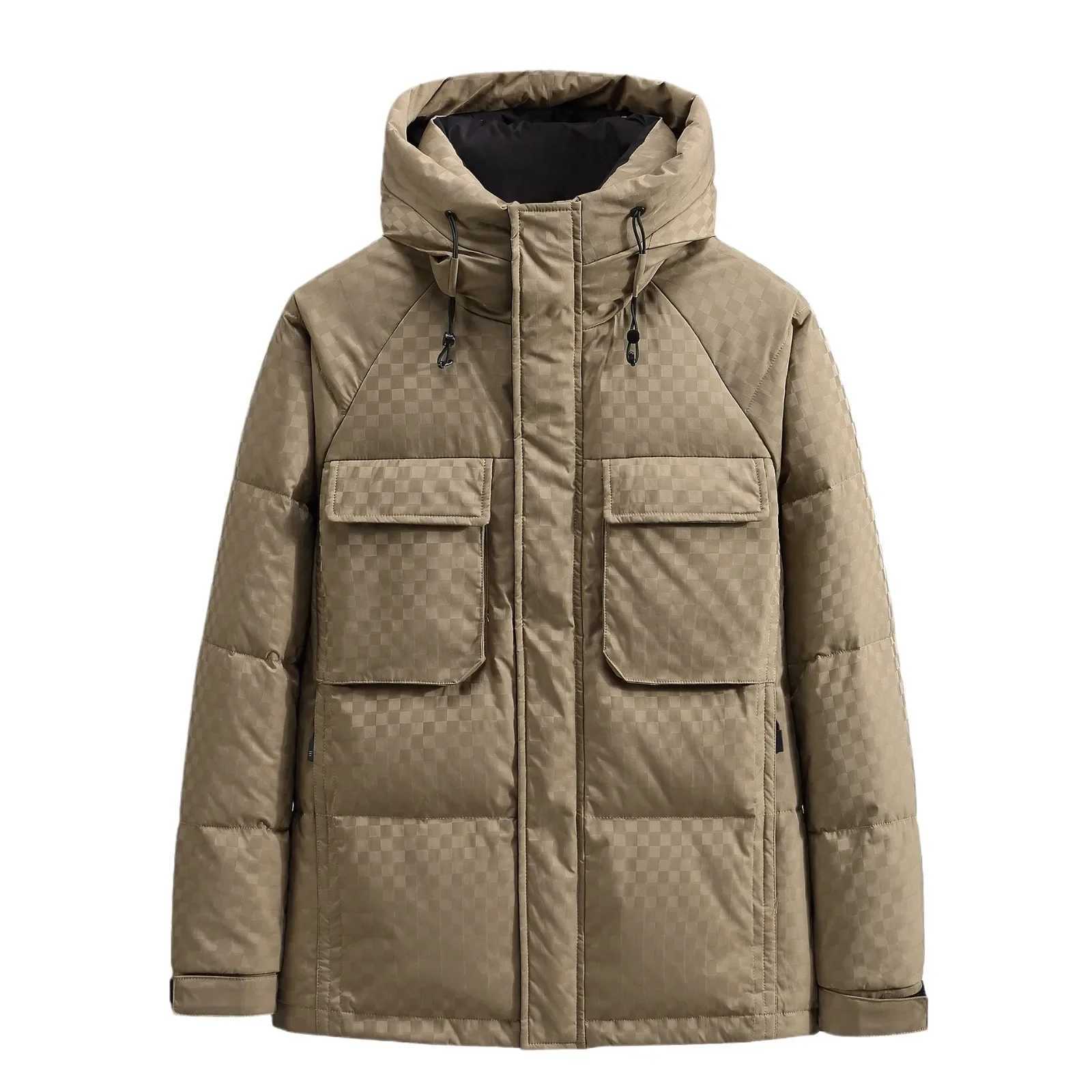 Men's Down Parkas New Winter Down Coat Fashionable Thickened Warm Youth Down Jacket Trendy Brand Fashionable Warm Anti-cold Hooded Y241009P702