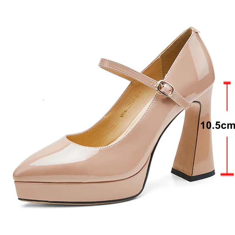 ANNYMOLI Womens Pump Fashion Platform High Hoodie Toe Mary Jens Party Spring and Autumn Shoes Black Nude 34-39 241007