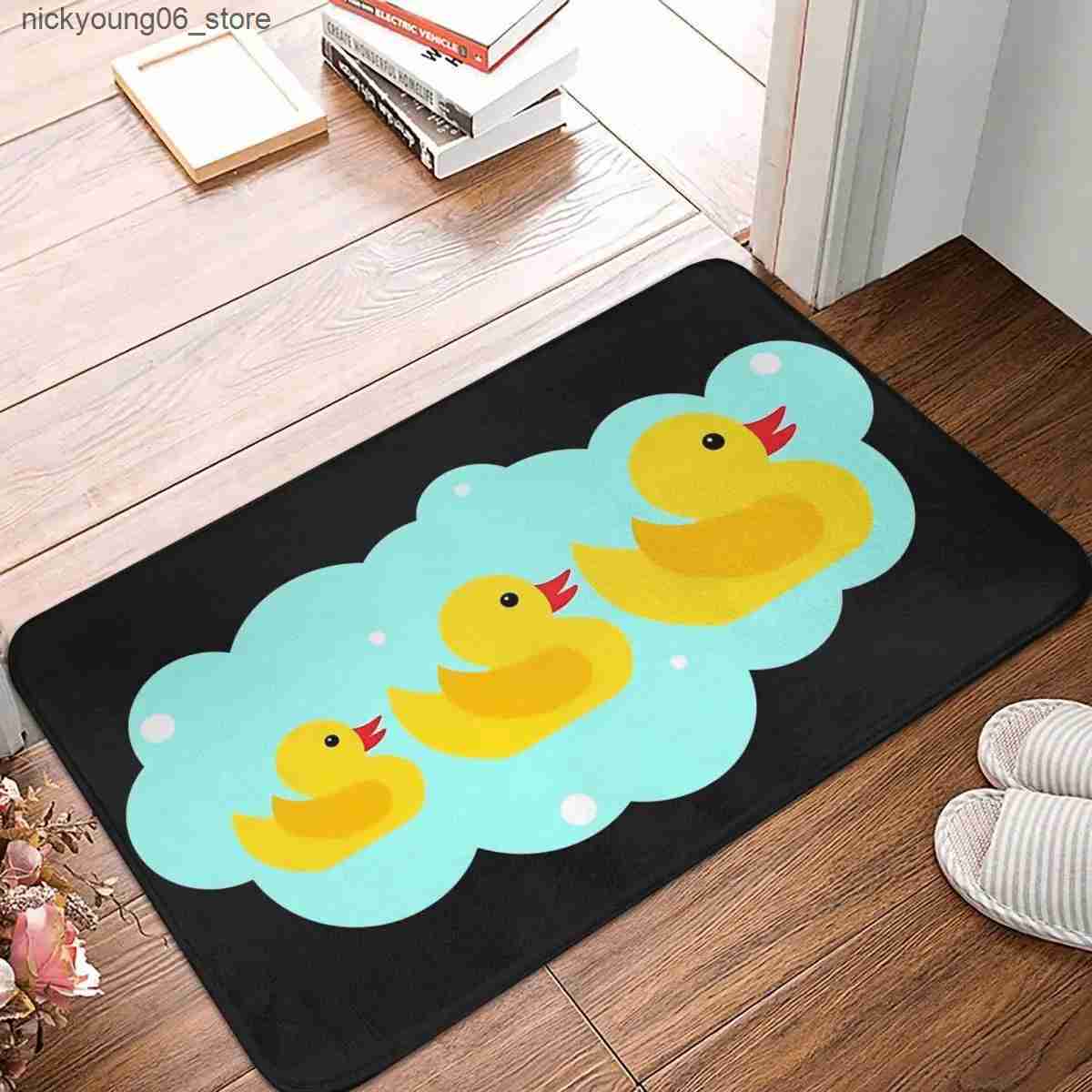 Non-Slip Bath Mats Bath Mat Kitchen Shower Door Yellow Bathtime Rubber Ducks Family Foot Mat Cartoon Toilet Pad Fast Dry Anti Slip Bathroom Mats L2409