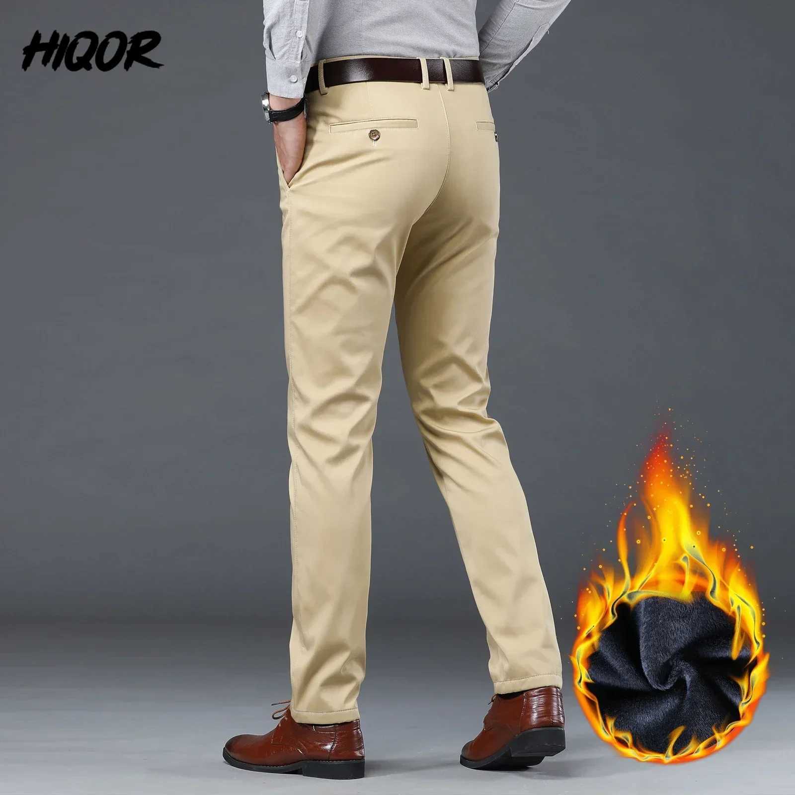 HIQOR Fashion Mens Clothing Winte Wool Mens Casual Pants Mens Business Formal Set Pants Straight Trouser Cotton Bag Pants W241009