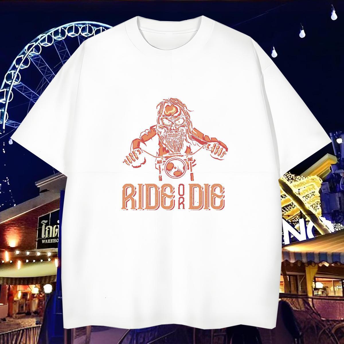 Cool T-Shirts 230g Cotton skull High Street Hip Hop Custom Printed Round Neck Short Sleeve Couples T Shirts Fashion Casual Tops Shirt