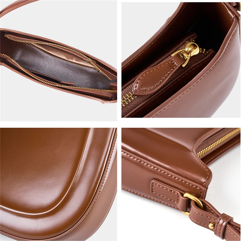 Hifashion genuine leather underwear womens bag trend half moon horizontal wallet saddle womens handbag 241008