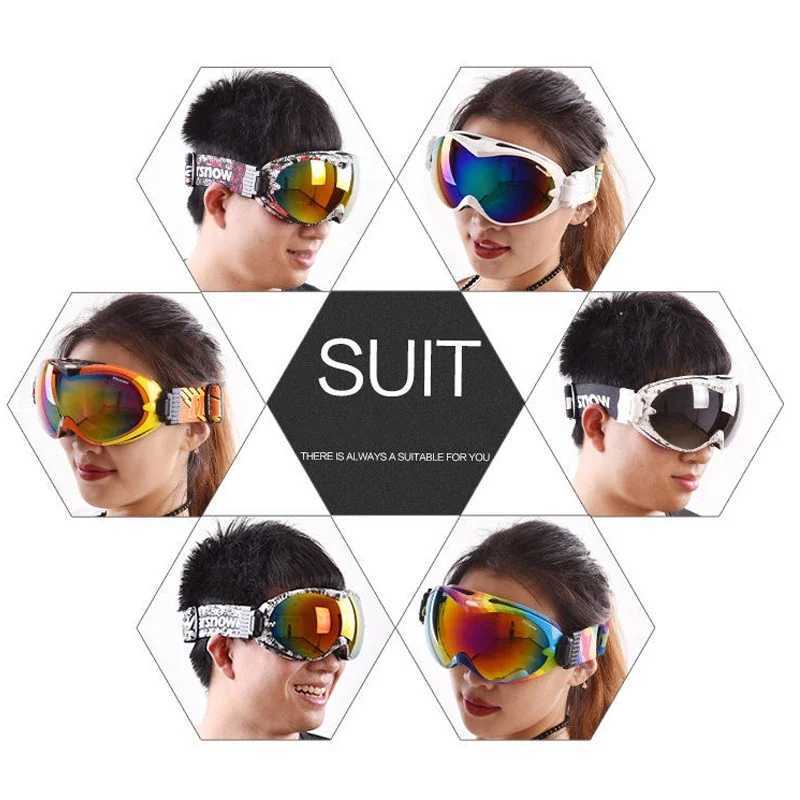 Winter mens skiing glasses anti fog mountain mens snow glasses sports womens skiing goggles outdoor double women motorcycle sunglasses CL241010