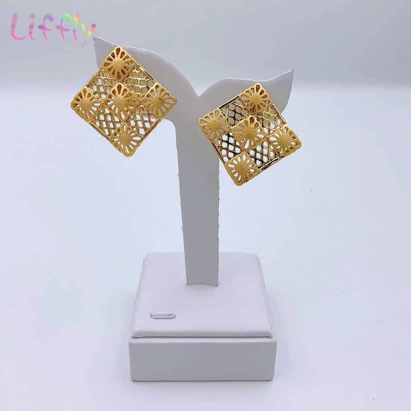 Gold African Womens Jewelry Set Necklace Nigerian Bridal Wedding Jewelry Bracelet Earrings Ring 240927