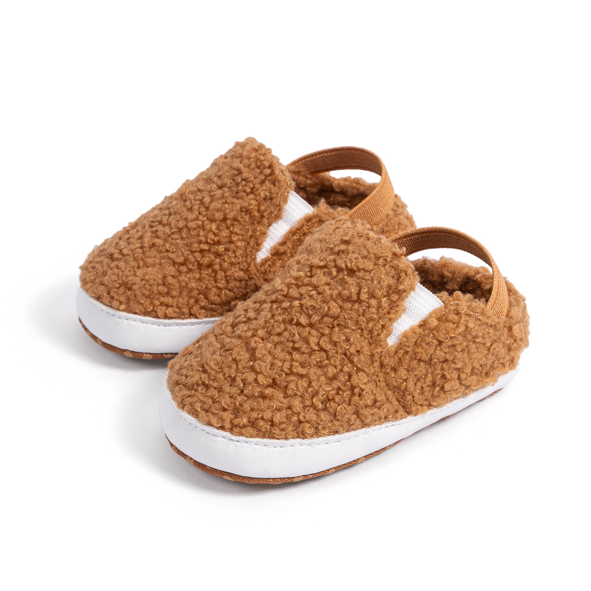 Fluffy Baby Slides Slippers Soft Plush Warm Hoop and Loop Elastic Band House Shoes for Toddlers Infant Winter House Home Indoor cutefeet Slipper Shoes