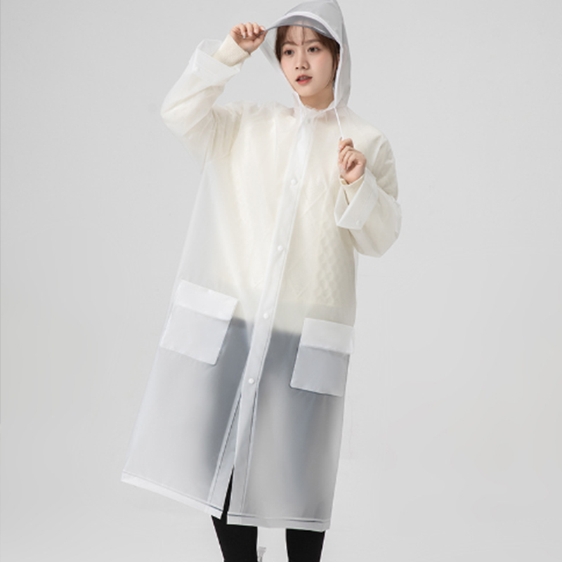 Adult raincoat reinforced with durable sewing technology