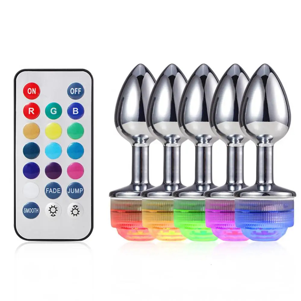 Sex Toy Anal Plug Metal Dilator Bead Remote Control Color Changing LED Light Color Changing Masturbation Tool for women 241010