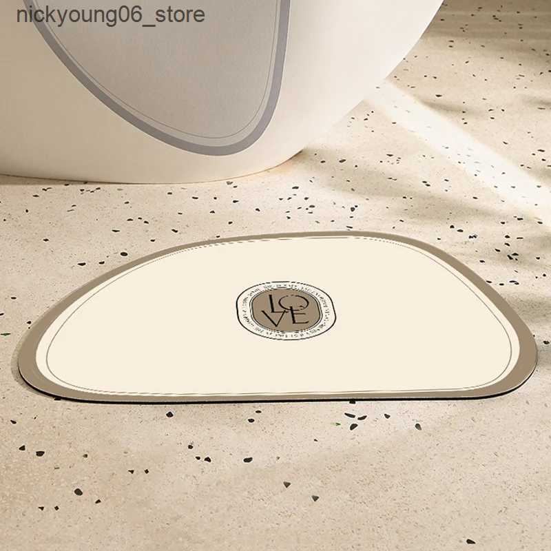 Non-Slip Bath Mats U Shape Pink Diotomite Floor Bath Mat Absorbent Bathroom Carpet Anti-Slip Foot Mats Quick Dry Shower Toilet Rug Doormat Washable L2