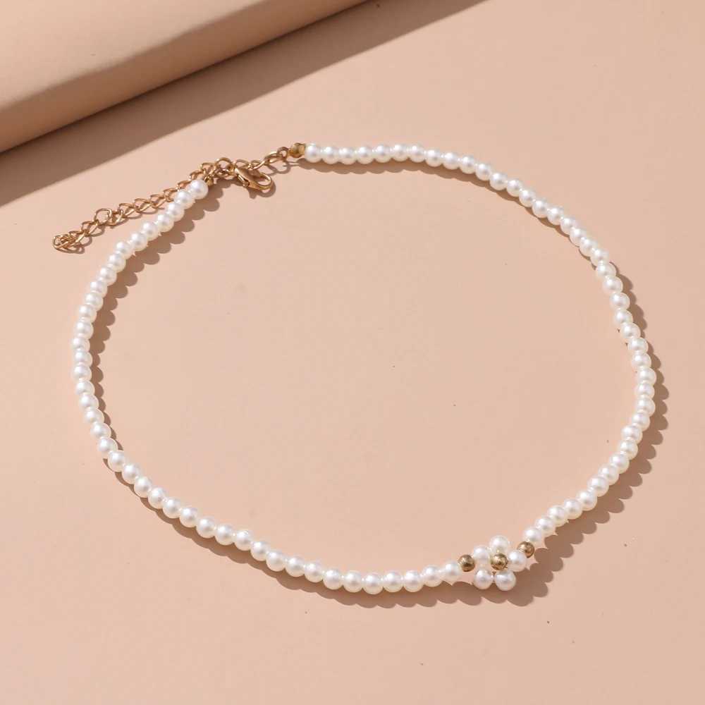 IFMIA Korean Fashion Pearl Cahin Necklace For Women Girls 2023 Wedding New Trend Flower Gold Color Necklace Jewelry EngagementX241009