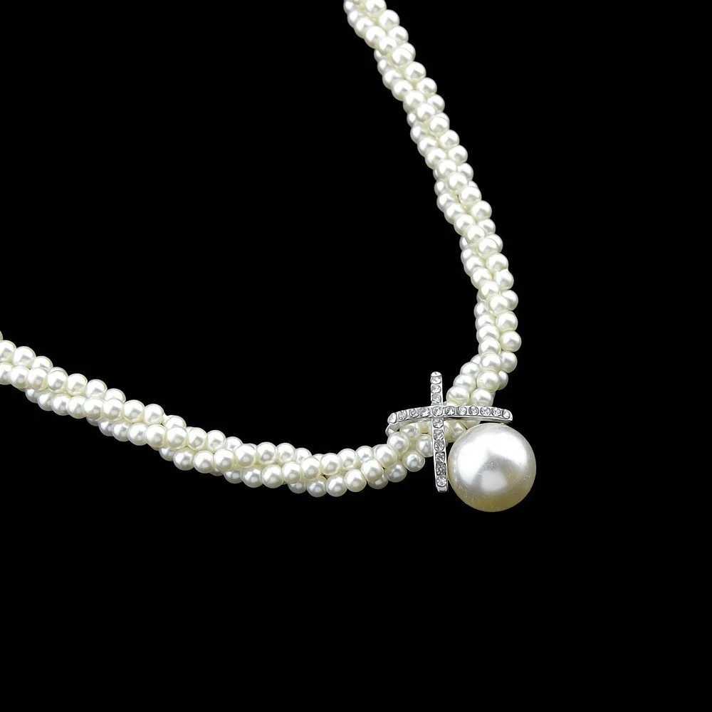 Delysia King Women Trendy Overlapping Three-layer Pearl Necklace Short Gentle Temperament Clavicle ChainX241009
