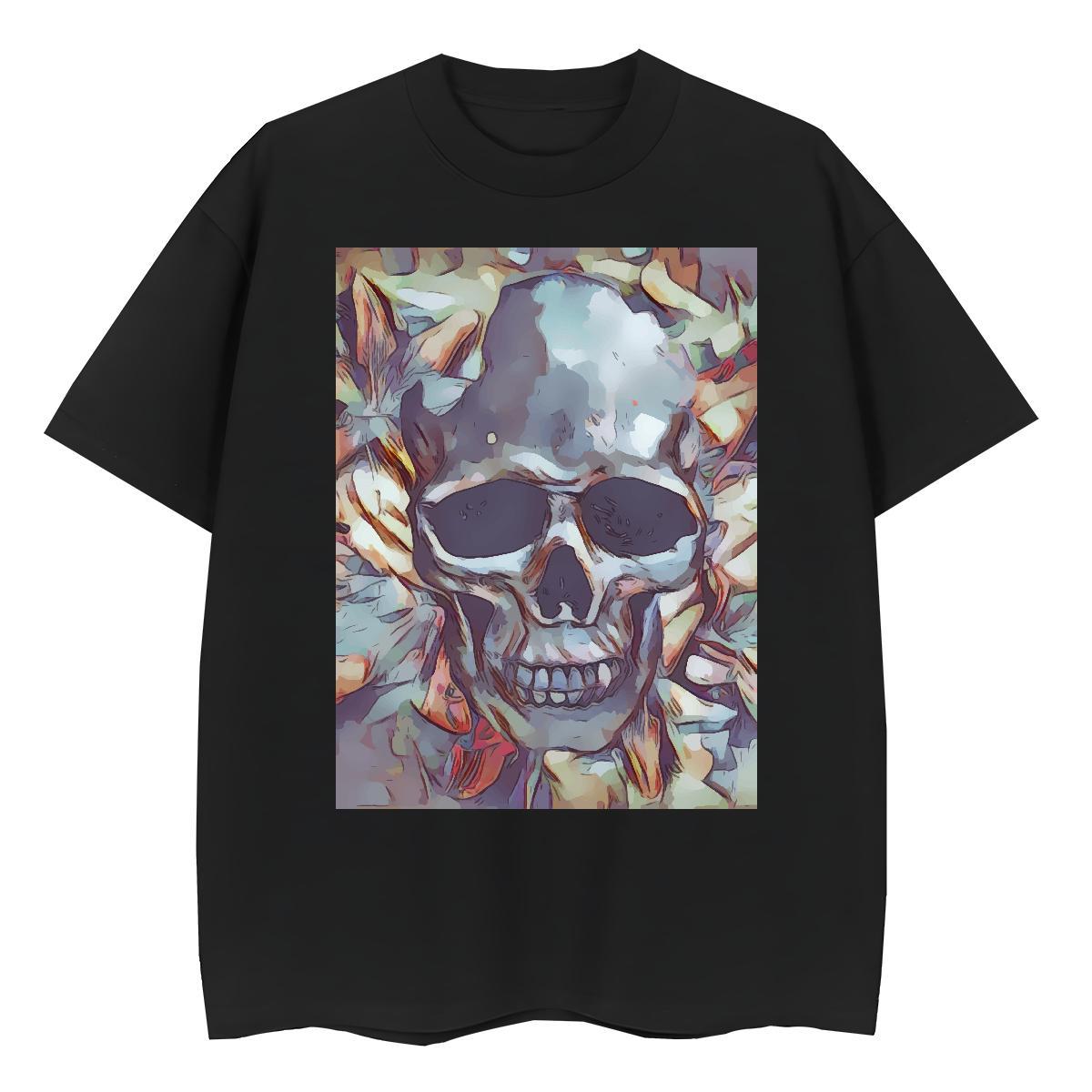 2024 DIY T shirt 230g Pure Cotton Short Sleeve O-Neck Outdoor skull Woman Tshirt Comfortable Customized Print Tees Shirts