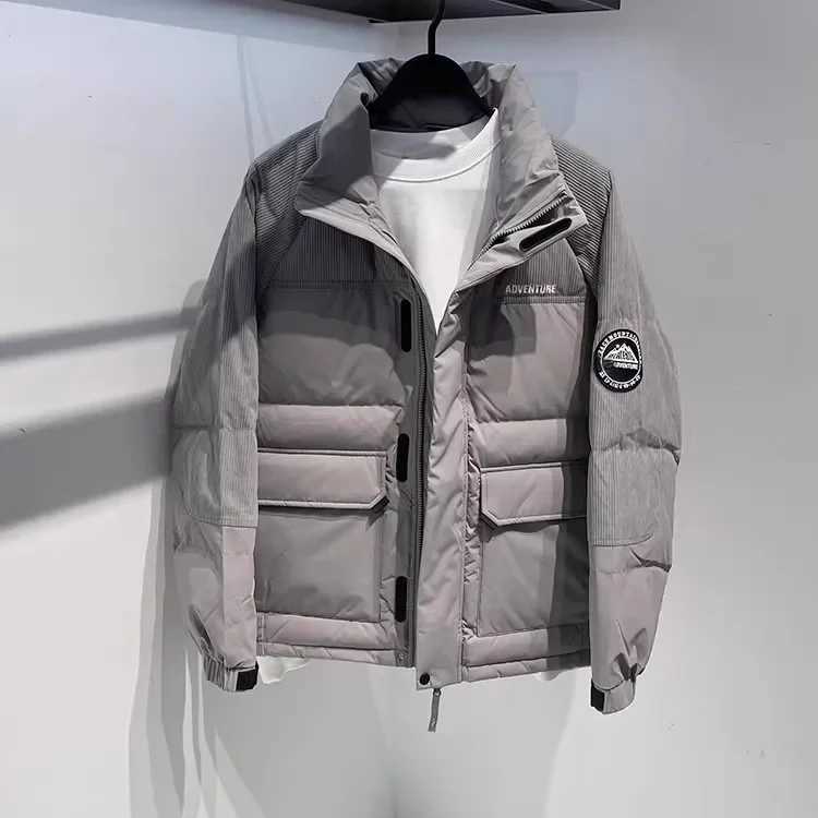 Men's Down Parkas Birds Nest 2024 Winter Thickened Warm Down Stand Collar Casual Splicing Embroidery Work Clothes Duck Down Jacket For Men Y24100